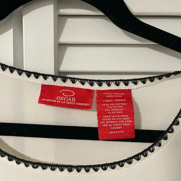 Oscar by Oscar De La Renta Cream and Black Blouse Large - Picture 2 of 10